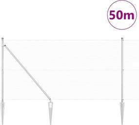 vidaXL Στύλος Περιφράξεων Ασημί 50 x 1,2 μ (19 x 19 χιλ. πλέγμα)