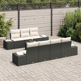 vidaXL Σετ Καναπέ Κήπου 8 pcs Μαύρο Πολυ ράταν