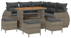 vidaXL Σετ Καναπέ Κήπου με μαξιλάρι 9 pcs Γκρι 110 x 55 x 71 εκ