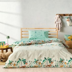 Σεντόνια Παιδικά Selva (Σετ 3τμχ) Green-Beige Kentia Ημίδιπλο 190x270cm 100% Βαμβάκι