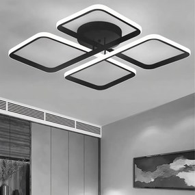 Stewehome Πλαφονιέρα Nova Μαύρη Μοντέρνα LED Λευκού Φωτισμού 50x10x10 cm