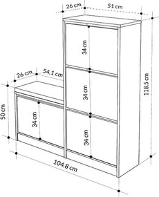Παπουτσοθήκη μελαμίνης Dude Megapap χρώμα λευκό 104,8x26x118,5εκ.