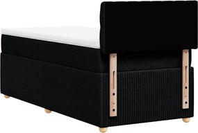 vidaXL Κρεβάτι Boxspring με Στρώμα Μαύρο 90x200 εκ. Υφασμάτινο