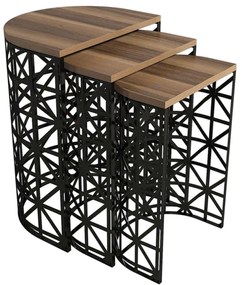 Ζιγκόν Stil Metal Ferforje (Σετ 3Τμχ) 845HCT5231 46x33x62/41x30x58/36x27x53cm Walnut