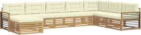 vidaXL Σειρά Καναπέ Εξωτερικού με μαξιλάρι 8 pcs Λευκό και Κρεμ