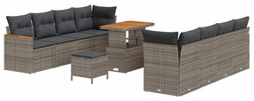 vidaXL Σετ Καναπέ Κήπου με μαξιλάρι 11 pcs Γκρι Πολυ ράταν