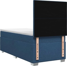 vidaXL Κρεβάτι box spring με στρώμα Μπλε 80 x 200 cm Ύφασμα