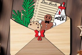 Σετ των 3 Intra απο ξύλο plywood 3mm-4mm πάχος Μπισκότο με χριστουγεννιάτικο φάκελο με τις ευχές του Άγιου Βασίλη Δίασταση 5x5 cm INTRAFABR-107248821