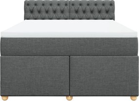 vidaXL Κρεβάτι Boxspring με Στρώμα Σκούρο Γκρι 140x200 εκ Υφασμάτινο