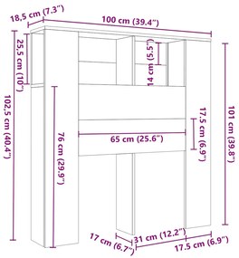 vidaXL Κεφαλάρι Με Αποθηκευτικό Χώρο Sonoma Δρυς 100x18,5x104,5 εκ.