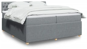 vidaXL Κρεβάτι Boxspring με Στρώμα Ανοιχτό Γκρι 200x200 εκ. Υφασμάτινο