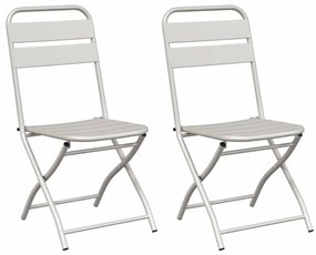 vidaXL Πτυσσόμενη Καρέκλα Κήπου 2 pcs Μπεζ 55 x 56.5 x 91εκ Ατσάλι