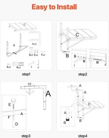 VEVOR Balcony Hanging Table 25 x 24 in Patio Railing Bar Table Adjusable