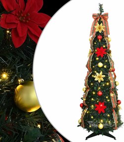 vidaXL Τεχνητό Χριστουγεννιάτικο Δέντρο με 100 LED Πράσινο 155 cm PVC