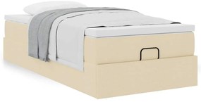 vidaXL Οθωμανικό κρεβάτι με στρώμα Cream 100x200cm ύφασμα