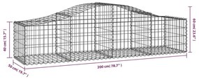 Συρματοκιβώτια Τοξωτά 7 τεμ. 200x50x40/60 εκ. Γαλβαν. Ατσάλι - Ασήμι