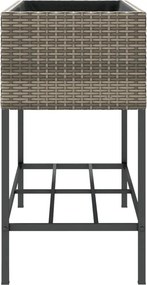 vidaXL Γλάστρες Κήπου με Ράφια 2 τεμ. Γκρι 90x40x75εκ Συνθ. Ρατάν