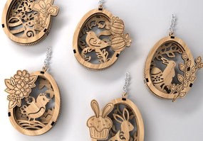 Σετ των 2 Intra απο ξύλο plywood Χρώμα wenge 3mm-4mm πάχος - Πακέτο ετικετών για το Πάσχα Δίασταση 5x3 cm INTRAFABR-93216524