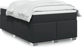vidaXL Κρεβάτι Boxspring με Στρώμα Μαύρο 120x190εκ.από Συνθετικό Δέρμα