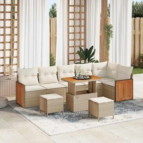 vidaXL Σετ Καναπέ Κήπου με μαξιλάρι 9 pcs Μπεζ και Κρέμα