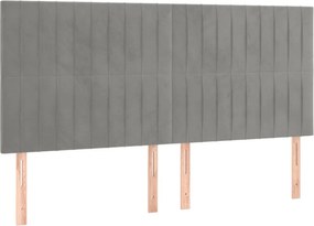 vidaXL Κρεβάτι Boxspring με Στρώμα &amp; LED Αν.Γκρι 200x200 εκ. Βελούδινο