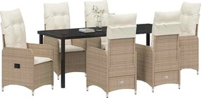 vidaXL Σέτ φαγητού για κήπο 7 pcs Μπεζ συνθετικό ρατάν