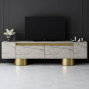 Έπιπλο Τηλεόρασης Τραβερτίνη / Χρυσό CLABE 180x30x16