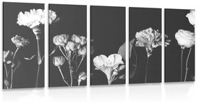 Εικόνα 5 μερών κομψά ασπρόμαυρα λουλούδια - 100x50