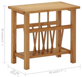 Τραπεζάκι με Θήκη Περιοδικών 45 x 27 x 42 εκ. Μασίφ Ξύλο Δρυός - Καφέ