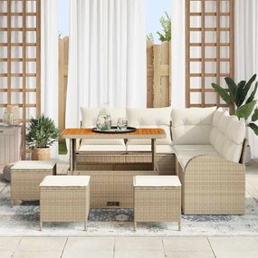 vidaXL Σετ Καναπέ Κήπου με μαξιλάρι 9 pcs Μπεζ, Κρέμα 110 x 55 x 71 εκ
