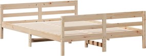 vidaXL Bed Frame Φυσικό 140 x 200 cm Solid Pine Wood, Plywood