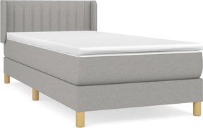 vidaXL Κρεβάτι Boxspring με Στρώμα Ανοιχτό Γκρι 80x200 εκ. Υφασμάτινο