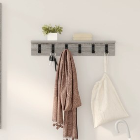 vidaXL Τοίχου Κρεμάστρα με ράφι Γκρι sonoma 60 x 10.5 x 10.5 εκ