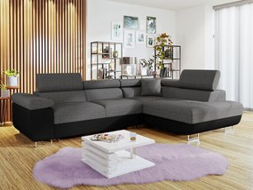 Γωνιακός καναπές Antony-Δεξιά-Μαύρο - Γκρι