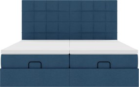 vidaXL Οθωμανικό κρεβάτι με στρώματα μπλε 180x200cm ύφασμα