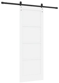 vidaXL Συρόμενη Πόρτα με Σετ Εξαρτημάτων Λευκή 78x211 εκ Συμπαγές Ξύλο Πεύκο