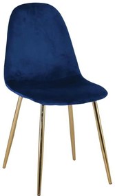 Καρέκλα CELINA Μεταλλική Χρυσό, Velure Μπλε 45x54x85cm (Σετ 4 ΤΕΜ)