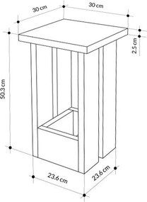 Τραπεζάκι βοηθητικό Tasos Megapap χρώμα λευκό 30x30x50,3εκ.