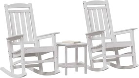 vidaXL Κουνιστή καρέκλα 3 pcs Λευκό Πολυαιθυλένιο