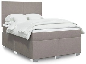 vidaXL Κρεβάτι Boxspring με Στρώμα Taupe 140x190 εκ. Υφασμάτινο