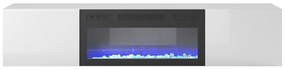 Τραπέζι Tv Houston 1572, Άσπρο, Γυαλιστερό λευκό, 180x37x40cm, 44 kg | Epipla1.gr