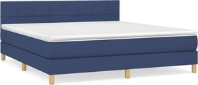 vidaXL Κρεβάτι Boxspring με Στρώμα Μπλε 160x200 εκ. Υφασμάτινο
