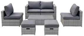 Σετ Κήπου BALI Γκρι Wicker/Μέταλλο Τραπέζι+Καναπές+2 Σκαμπό+2 Καθίσματα