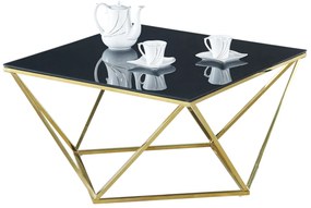 ΤΡΑΠΕΖΙ ΣΑΛΟΝΙΟΥ WILLOW HM8613.02 ΜΕ ΜΑΥΡΟ ΓΥΑΛΙ ΚΑΙ ΕΠΙΧΡΥΣΗ ΒΑΣΗ 80X80X45 EK.