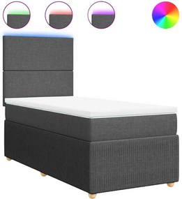 vidaXL Κρεβάτι Boxspring με Στρώμα Σκούρο Γκρι 90x190 εκ. Υφασμάτινο