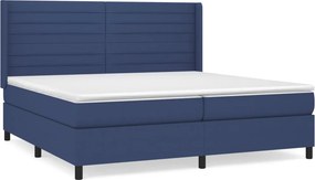 vidaXL Κρεβάτι Boxspring με Στρώμα Μπλε 200x200 εκ. Υφασμάτινο