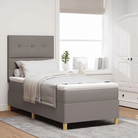 vidaXL LED Κρεβάτι με βάθρο με στρώμα Taupe 100 x 200 cm ύφασμα