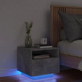 Κομοδίνο με Φώτα LED Γκρι Σκυροδέματος 40 x 39 x 37 εκ.