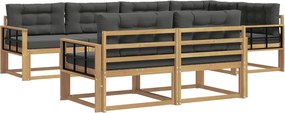 vidaXL Σειρά Καναπέ Εξωτερικού 6 pcs Άσπρο και Ανθρακί Πολυεστέρας