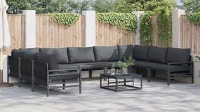 vidaXL Σετ Καναπέ Κήπου 9 pcs Ανθρακί Ατσάλι